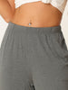Womens Cotton Elastic Waist Wide-Leg Straight Pants Sleepwear with Pockets