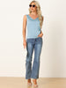 Womens Satin Tank Top Silky Casual Basic V Neck Sleeveless Blouse