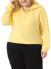 Plus Size Hooded Button Drawstring Pullover Casual Long Sleeve Hoodies