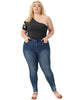 Plus Size One Shoulder Cutout Romper Bodysuit Tops