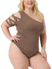 Plus Size One Shoulder Cutout Romper Bodysuit Tops