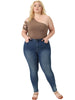 Plus Size One Shoulder Cutout Romper Bodysuit Tops
