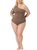 Plus Size One Shoulder Cutout Romper Bodysuit Tops