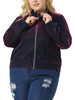 Plus Size Mesh Jackets for Women Holographic Long Sleeve Zip Up Clubwear Party Jacket