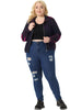 Plus Size Mesh Jackets for Women Holographic Long Sleeve Zip Up Clubwear Party Jacket