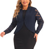 Plus Size Blazer Cardigan for Women Long Sleeve Lace Open Front Cropped Shrug Bolero Cardigans Jacket