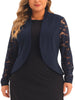 Plus Size Blazer Cardigan for Women Long Sleeve Lace Open Front Cropped Shrug Bolero Cardigans Jacket