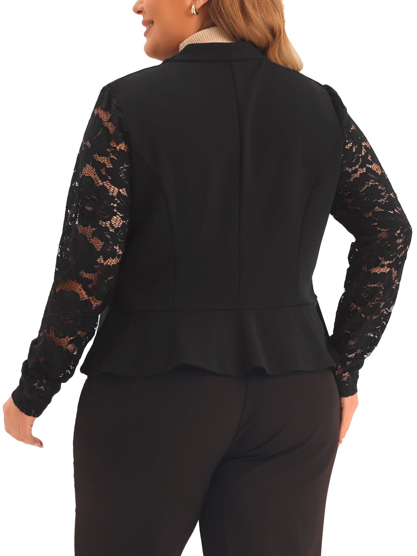 Bublédon Plus Size Blazer Cardigan for Women Long Sleeve Lace Open Front Cropped Shrug Bolero Cardigans Jacket