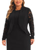 Plus Size Blazer Cardigan for Women Long Sleeve Lace Open Front Cropped Shrug Bolero Cardigans Jacket