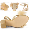 Glitter Mesh Bow Chunky High Heel Sandal