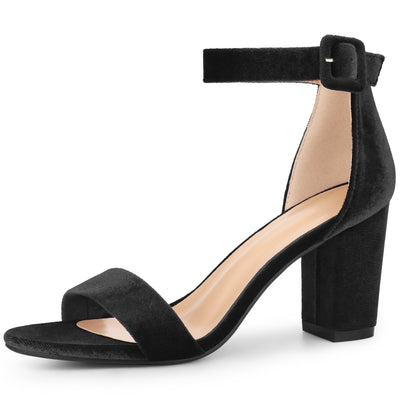 Bublédon High Chunky Heel Buckle Ankle Strap Sandals for Women