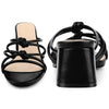 Pointed Toe Double Knotted Block Heel Slide Sandals for Women