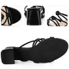 Pointed Toe Double Knotted Block Heel Slide Sandals for Women