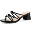 Pointed Toe Double Knotted Block Heel Slide Sandals for Women