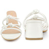 Pointed Toe Double Knotted Block Heel Slide Sandals for Women