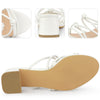 Pointed Toe Double Knotted Block Heel Slide Sandals for Women