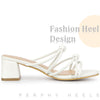 Pointed Toe Double Knotted Block Heel Slide Sandals for Women