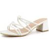Pointed Toe Double Knotted Block Heel Slide Sandals for Women