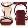 Rhinestones Slingback Chunky High Heel Sandal for Women