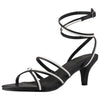 Open Toe Contrasting Color Kitten Heels Sandals for Women