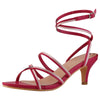Open Toe Contrasting Color Kitten Heels Sandals for Women