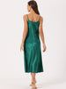 Womens Satin Pajama Nightdress Nightshirt Sleepwear V-Neck Lounge Nightgown