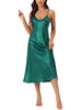 Womens Satin Pajama Nightdress Nightshirt Sleepwear V-Neck Lounge Nightgown