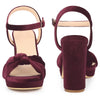 Platform Strappy Velvet Bow Block Heel Sandals for Women