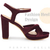 Platform Strappy Velvet Bow Block Heel Sandals for Women
