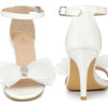 Rhinestone Stiletto Heels Mesh Ankle Strap Sandals for Women