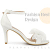 Rhinestone Stiletto Heels Mesh Ankle Strap Sandals for Women