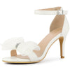 Rhinestone Stiletto Heels Mesh Ankle Strap Sandals for Women