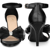 Rhinestone Stiletto Heels Mesh Ankle Strap Sandals for Women