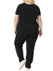 Plus Size Two Piece Outfit Short Sleeve V Neck Sweatshirt Sweatpants Sports Suit