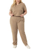 Plus Size Two Piece Outfit Short Sleeve V Neck Sweatshirt Sweatpants Sports Suit