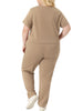 Plus Size Two Piece Outfit Short Sleeve V Neck Sweatshirt Sweatpants Sports Suit