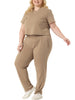 Plus Size Two Piece Outfit Short Sleeve V Neck Sweatshirt Sweatpants Sports Suit
