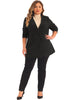 Plus Size Blazers for Women Lapel Button with Pockets Office Work Jackets Blazer