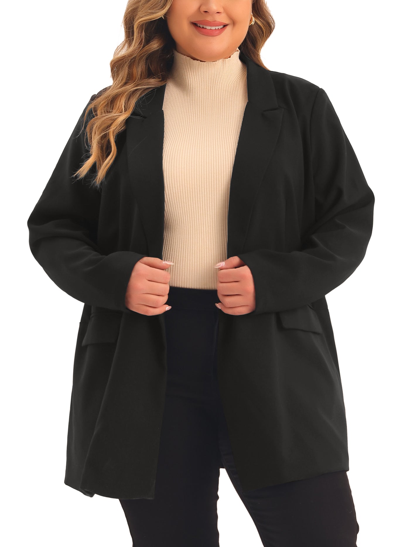 Bublédon Plus Size Blazers for Women Lapel Button with Pockets Office Work Jackets Blazer