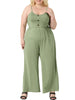 H Line Knit Button Decor Elastic Waist Jumpsuit