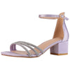 Satin Rhinestones Open Toe Chunky Heel Sandals for Women