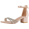 Satin Rhinestones Open Toe Chunky Heel Sandals for Women