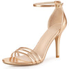 Open Toe Strappy Ankle Strap Stiletto Heel Sandals for Women
