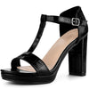 Platform T-Strap Chunky Heels Ankle Strap Sandals