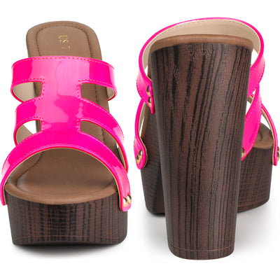 Platform Open Toe Chunky Heels Slides Sandals for Women