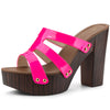 Platform Open Toe Chunky Heels Slides Sandals for Women