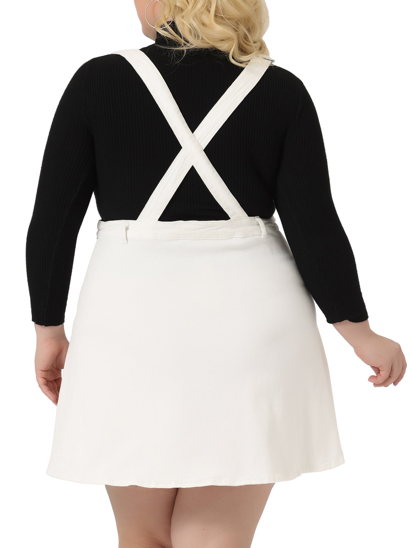 Bublédon A Line Denim Elastic Back Suspender Skirt