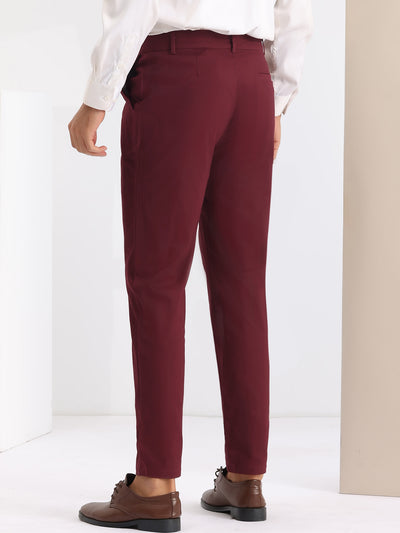 Slim Fit Dress Pants Flat Front Stretch Solid Office Trouser