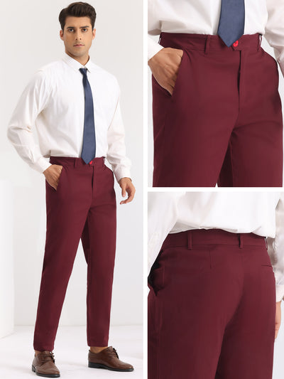 Slim Fit Dress Pants Flat Front Stretch Solid Office Trouser