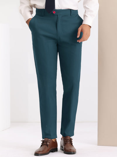Bublédon Slim Fit Dress Pants Flat Front Stretch Solid Office Trouser